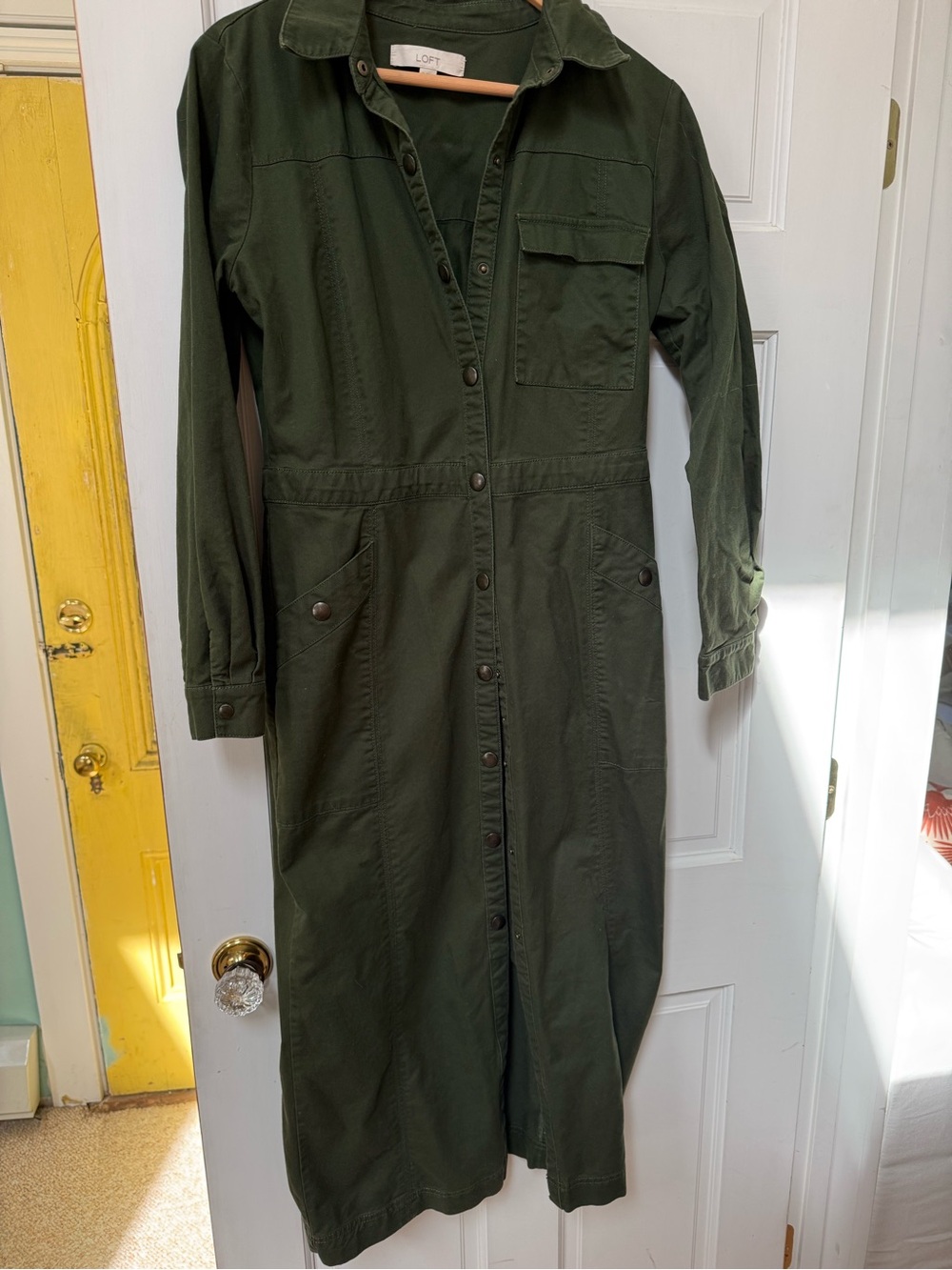 LOFT Olive Green Utility Trench dress